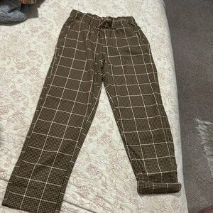 Relaxed pull on kids in plaid pants